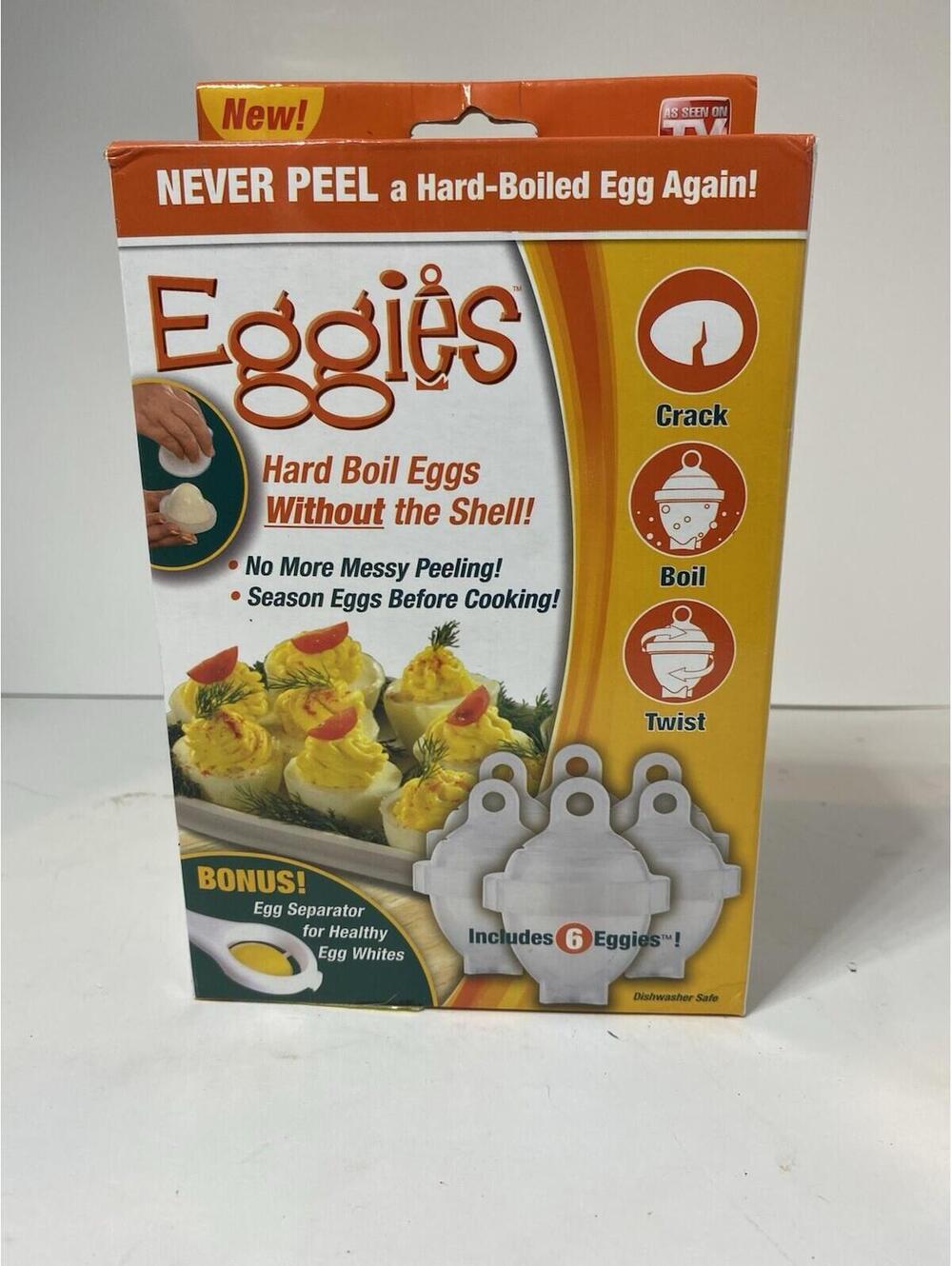 Eggies Hard Boiled Egg Cooker Set As Seen On TV 6 Egg Cups + Separator